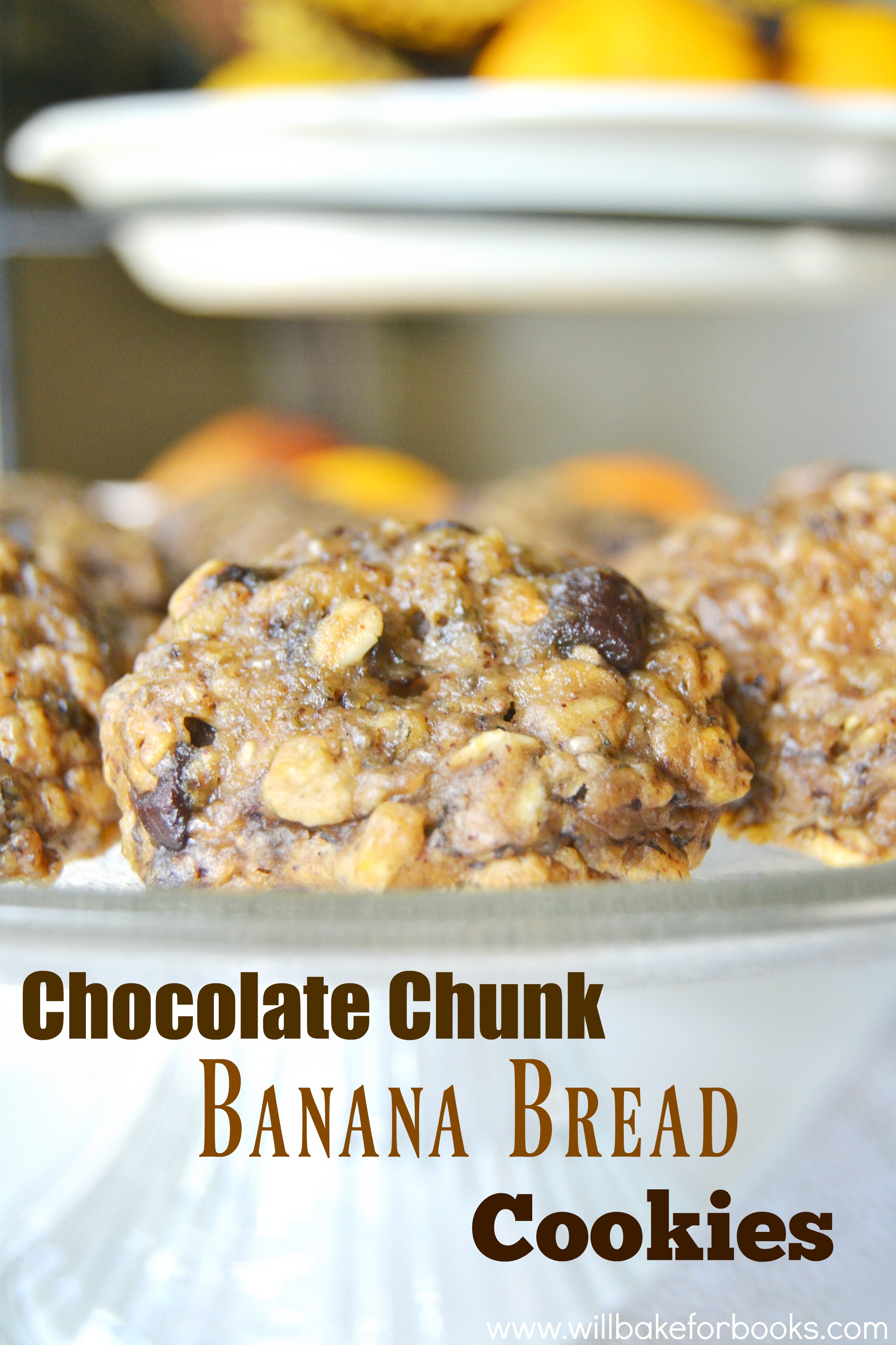 Chocolate Chunk Banana Bread Cookies from willbakeforbooks.com #vegan