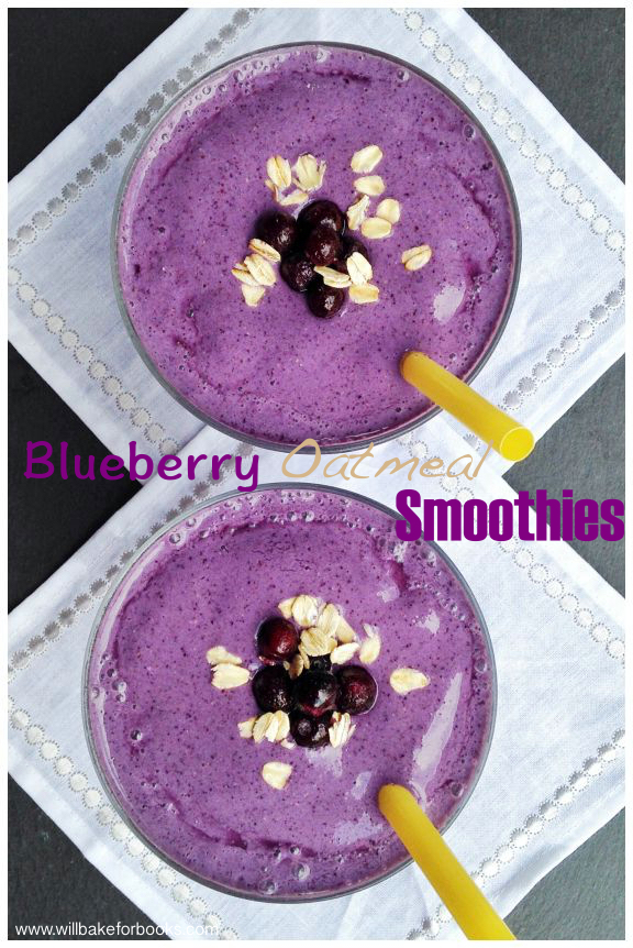 Blueberry Oatmeal Smoothies | www.willbakeforbooks.com