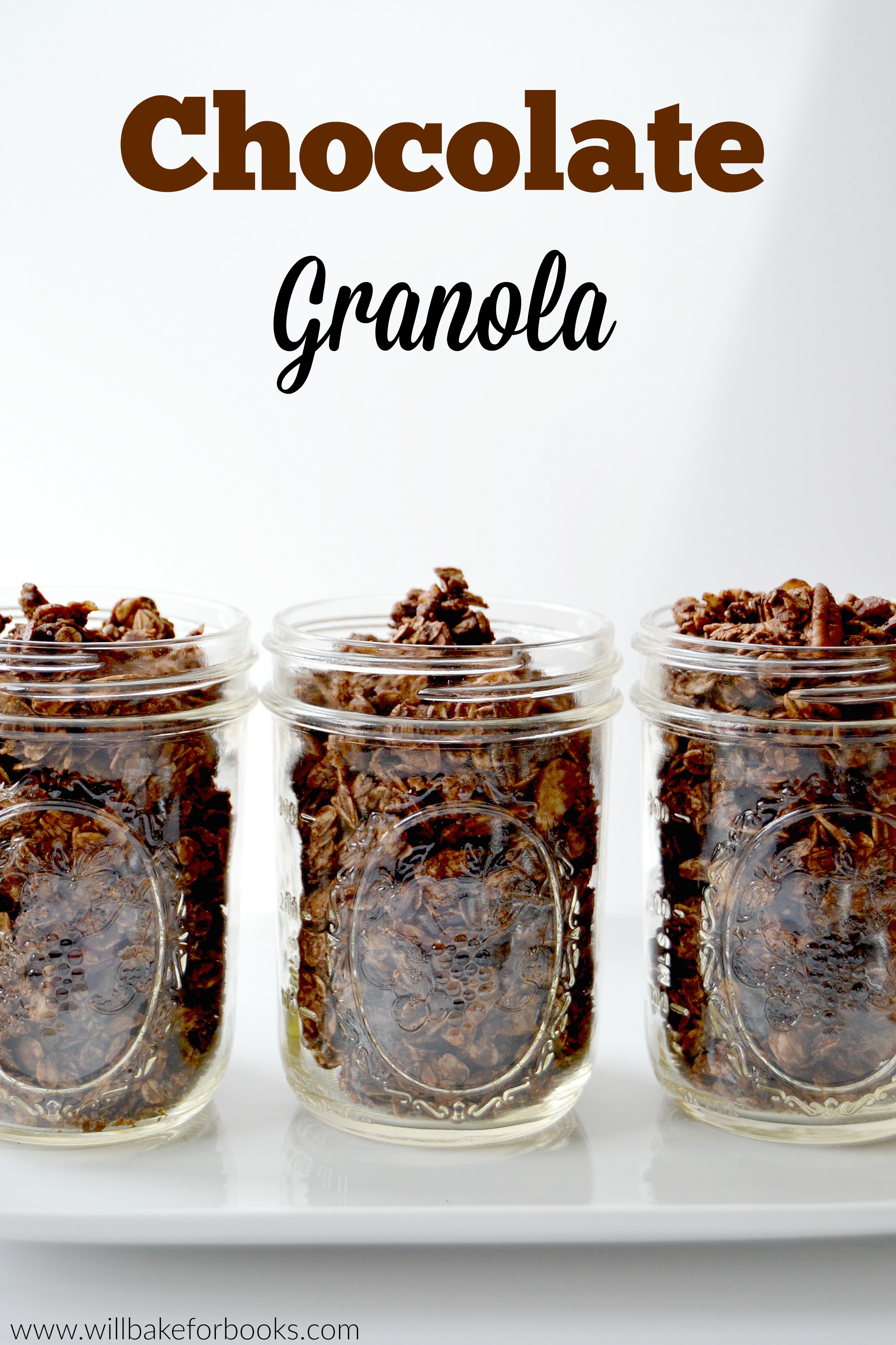Chocolate Granola | Recipe on willbakeforbooks.com! 